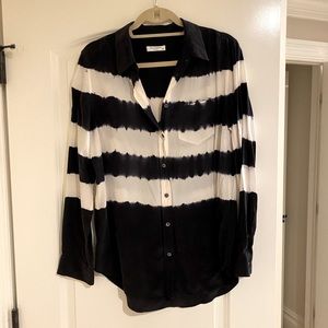 Equipment Black and White Tie Dye Button Down Shirt